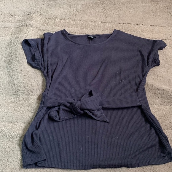 Worthington black ribbed top XS with front or back tie - Picture 1 of 4